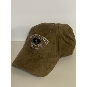 Grand Canyon National Park Arizona Hat Cap Leather Adjustable Strap Tan NWOT